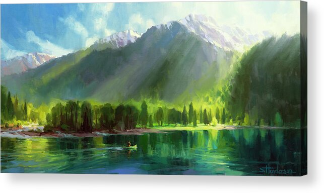 Mountains Acrylic Print featuring the painting Peace by Steve Henderson
