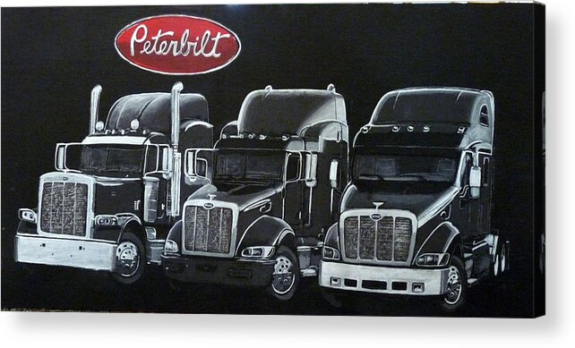 Trucks Acrylic Print featuring the painting Peterbilt Trucks by Richard Le Page