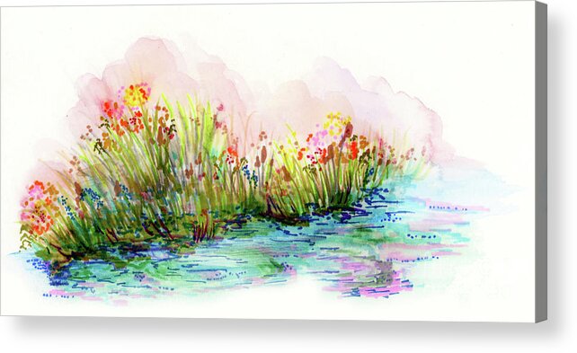Pond Acrylic Print featuring the painting Sunrise Pond by Lauren Heller