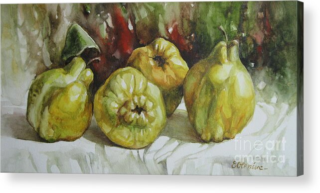 Quince Acrylic Print featuring the painting Quinces by Elena Oleniuc