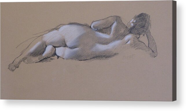 Drawing Acrylic Print featuring the drawing Reclining Nude 1 by Robert Bissett