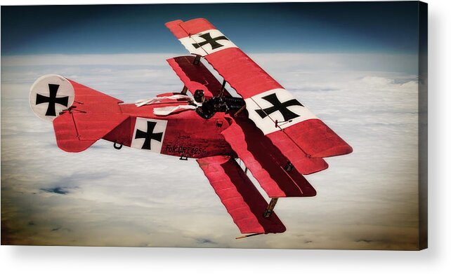 Red Baron Acrylic Print featuring the photograph Red Baron Panorama - Lord of the Skies - Lomo Version by Weston Westmoreland