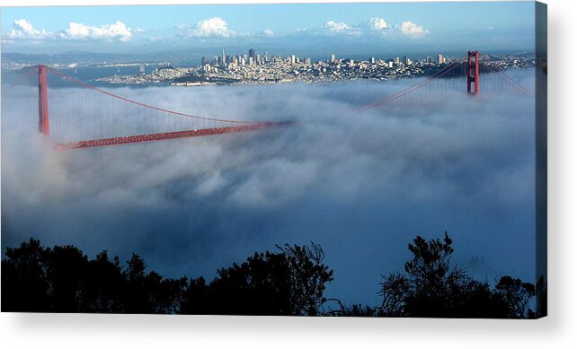 San Francisco Acrylic Print featuring the photograph San Francisco Golden Gate Bridge Panoramic by Jeff Lowe