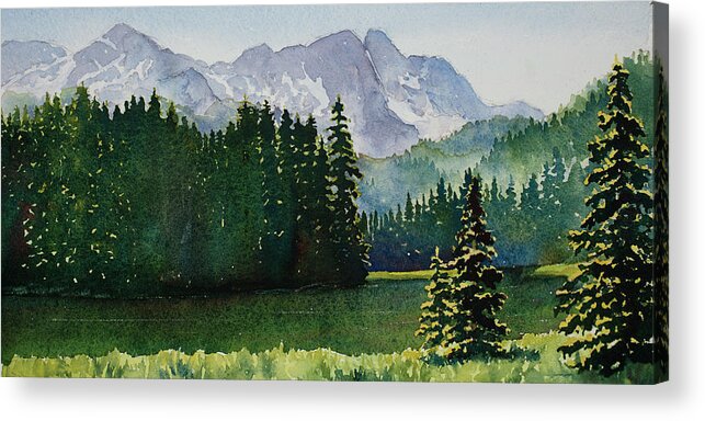 Watercolor Acrylic Print featuring the painting Serene by Mary Giacomini