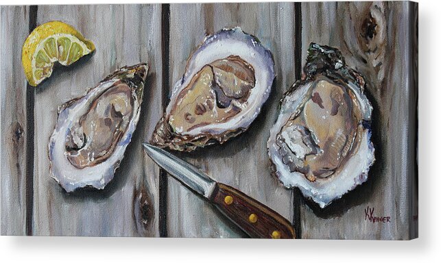 Shucked Acrylic Print featuring the painting Shucked Oysters by Kristine Kainer