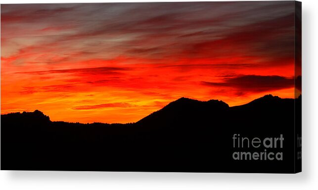 Sunrise Acrylic Print featuring the photograph Sunrise Against Mountain Skyline by Max Allen