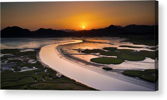 Landscape Acrylic Print featuring the photograph Sunset at Suncheon Bay by Ng Hock How
