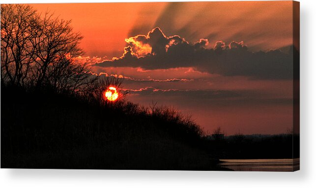 Sun Acrylic Print featuring the photograph Sunset Behind a Knoll by William Selander