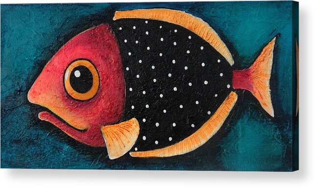 Whimsical Acrylic Print featuring the painting The Spotted Fish by Lucia Stewart