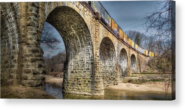 Hdr Acrylic Print featuring the photograph Thomas Viaduct Panoramic by Dennis Dame