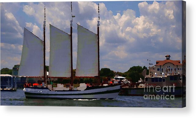 Charleston South Carolina Acrylic Print featuring the photograph Three Sails - Abstract by Jacqueline M Lewis