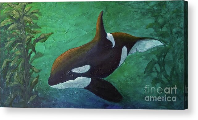 Orca Acrylic Print featuring the painting Tranquil Force by Phyllis Howard