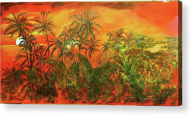 Pomakai Street Acrylic Print featuring the painting Golden Night #1 by Michael Silbaugh
