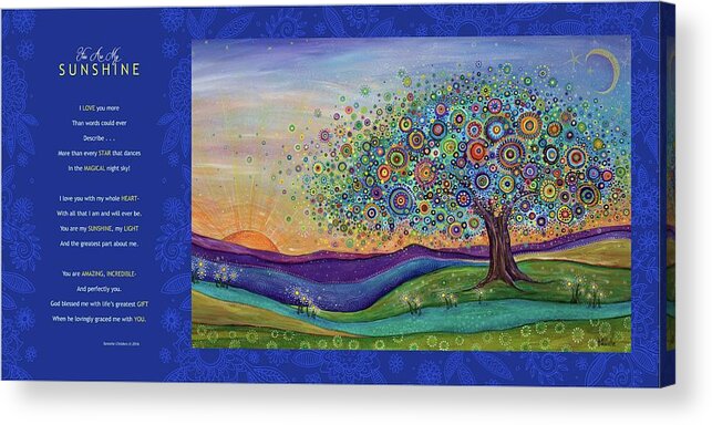 Whimsical Tree Acrylic Print featuring the digital art You Are My Sunshine - Poetry #1 by Tanielle Childers