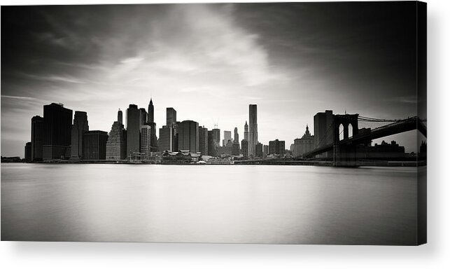 Lower Manhattan Acrylic Print featuring the photograph Black And White Landscape Photograph Of by Jgareri