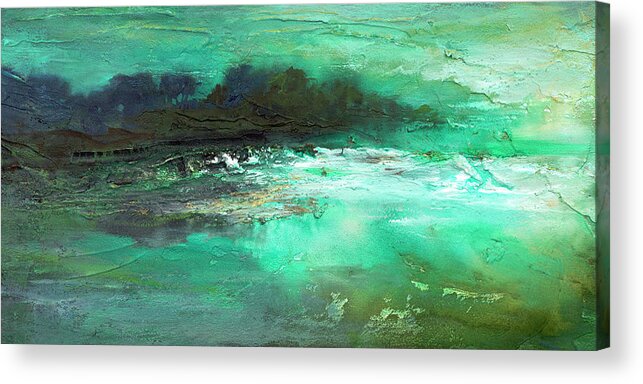 Landscapes Acrylic Print featuring the painting Dusk On The Coast by Sheila Finch