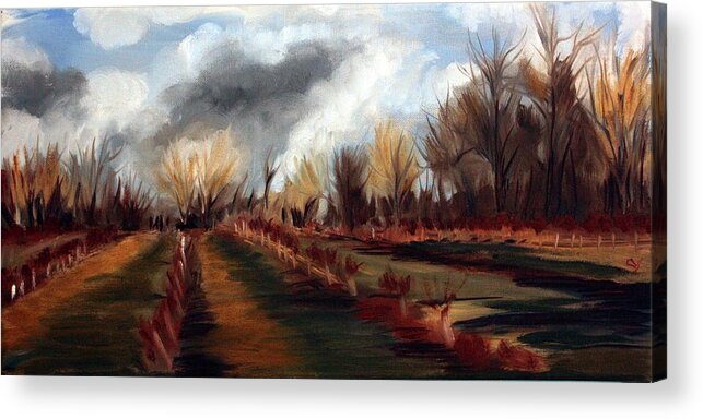 Landscape Acrylic Print featuring the painting Late Winter by Sarah Lynch