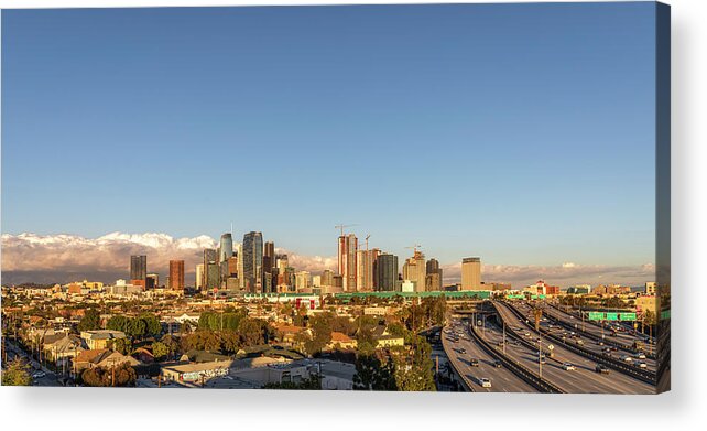 Los Angeles Acrylic Print featuring the photograph Los Angeles Skyline Looking East Panorama 2.9.19 by Gene Parks