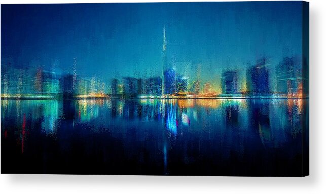 City Acrylic Print featuring the digital art Night of the City by David Manlove