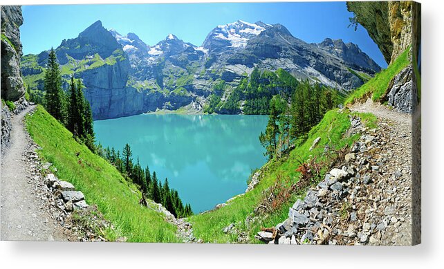 Scenics Acrylic Print featuring the photograph Oeschinen Mountain Lake by Werner Büchel
