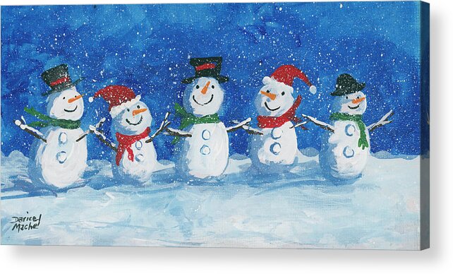 Snowman Acrylic Print featuring the painting Snow Peeps by Darice Machel McGuire
