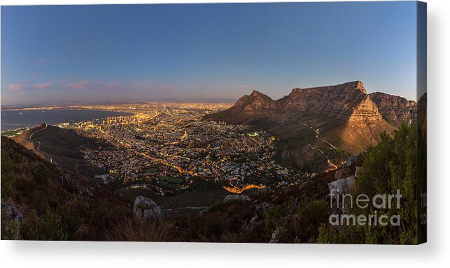 Blue Hour Acrylic Print featuring the photograph South Africa, Cape Town With Table by Westend61