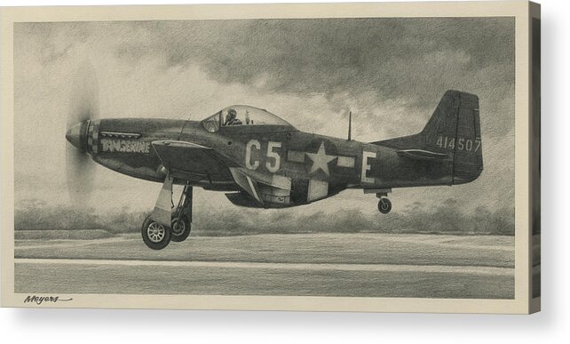 Aviation Art Acrylic Print featuring the drawing Triple Ace by Wade Meyers