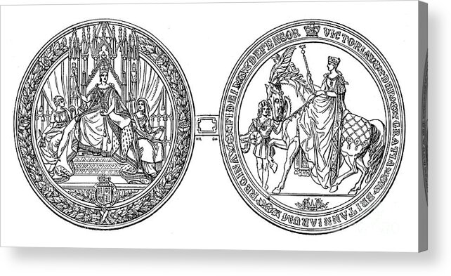 Horse Acrylic Print featuring the drawing The Great Seal Of Queen Victoria, C1895 by Print Collector
