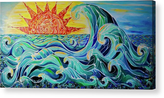 Waves Acrylic Print featuring the painting The Mother Wave by Patricia Arroyo