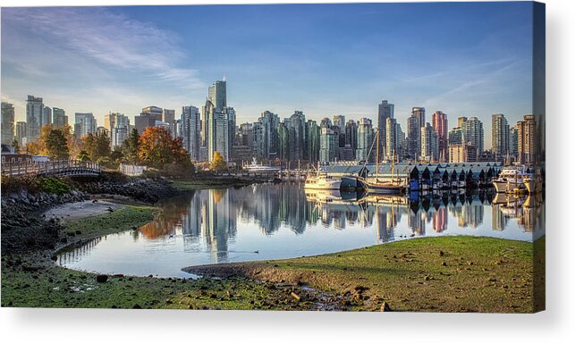 Architecture Acrylic Print featuring the photograph Vancouver Skyline in Autumn by Andy Konieczny