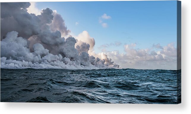 Lava Acrylic Print featuring the photograph Where Fire Meets The Sea by William Dickman