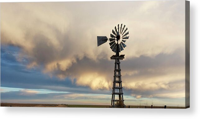 Kansas Acrylic Print featuring the photograph Wooden Windmill 02 by Rob Graham