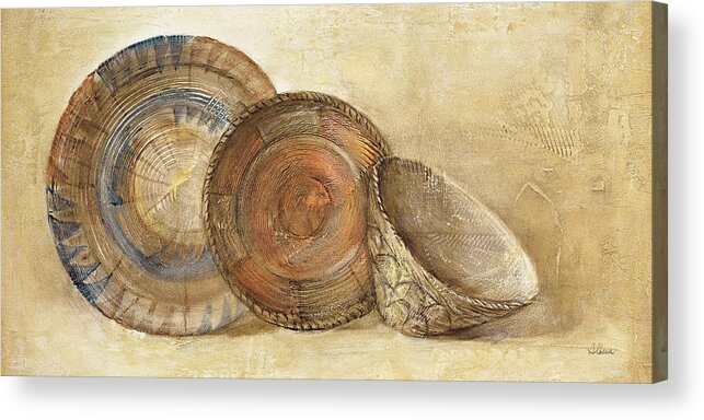 Baskets Acrylic Print featuring the painting Woven Vessels I Navy Crop by Albena Hristova