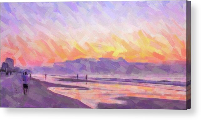 Beach Acrylic Print featuring the painting Beach sunrise #3 by Darrell Foster
