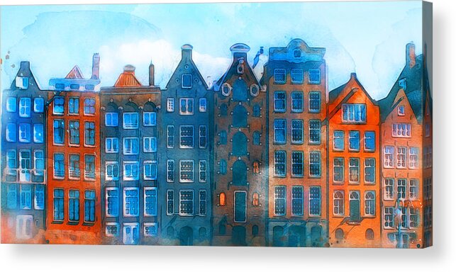 Amsterdam Colors Acrylic Print featuring the painting Amsterdam - 20 by AM FineArtPrints