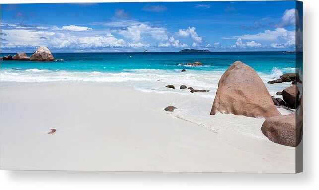 Outdoors Acrylic Print featuring the photograph Anse Lazio Panorama by Wolfgang Wörndl