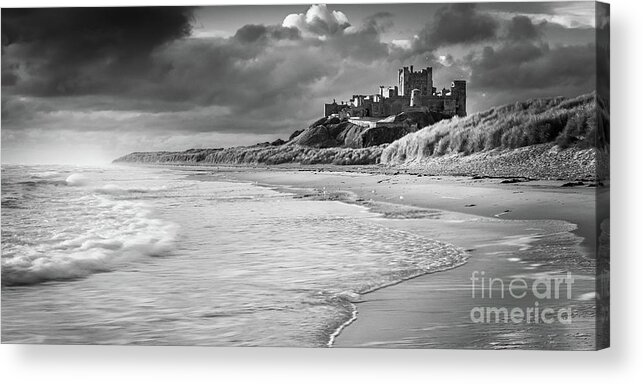 Great Britain Acrylic Print featuring the photograph Bamburgh Castle in Black and White by Henk Meijer Photography