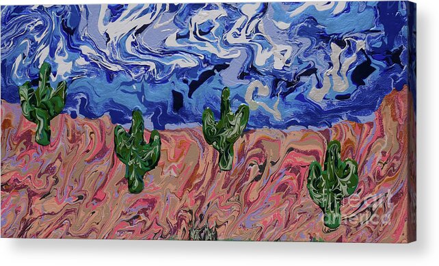 Catus Acrylic Print featuring the painting Cacti in the Desert by Tessa Evette