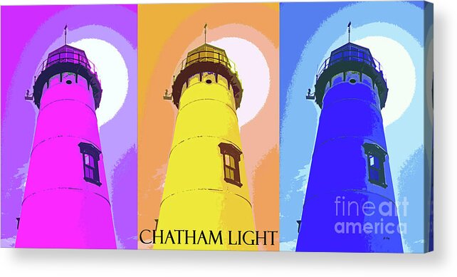 Abstract Acrylic Print featuring the mixed media Chatham Light Abstract Triptych by Sharon Williams Eng