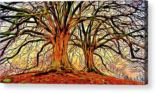 Tree Acrylic Print featuring the mixed media Colorful Trees Design 258 by Lucie Dumas