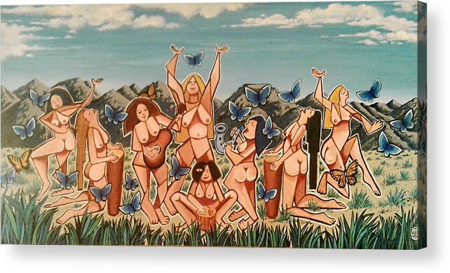 Dancing Acrylic Print featuring the painting Crestone Music Festival, Women Only by James RODERICK