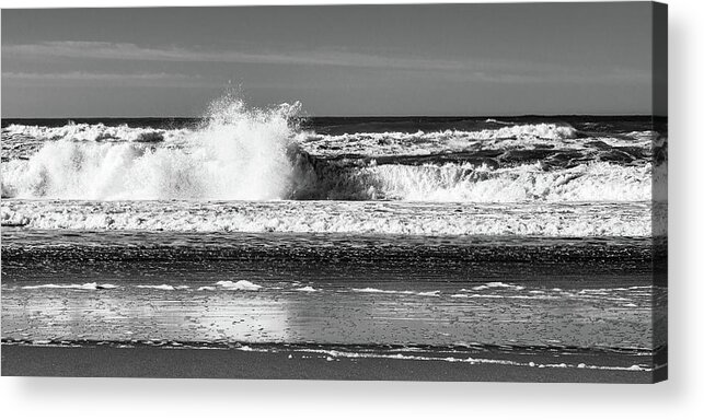 Landscape Acrylic Print featuring the photograph Depoe Bay Black and White by Claude Dalley