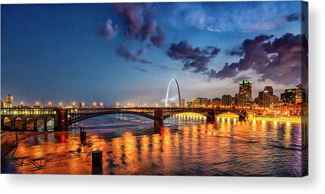 Eads Bridge Acrylic Print featuring the photograph Eads Bridge and the Arch St Louis on the Mississippi_GRK2974_07062020 by Greg Kluempers