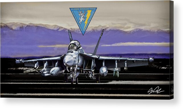Fighter Jet Acrylic Print featuring the digital art EAWS Mountain by Clay Greunke