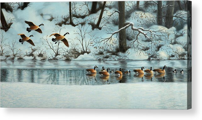 Canada Geese Acrylic Print featuring the painting January Snow by Guy Crittenden