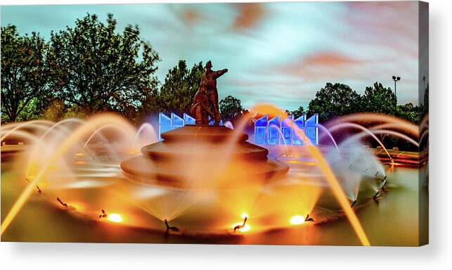 Kansas City Acrylic Print featuring the photograph KC Firefighter Fountain Panorama by Gregory Ballos
