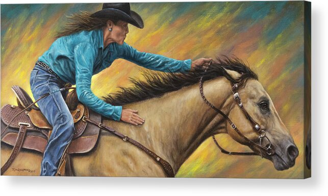 Lisa Lockhart Acrylic Print featuring the painting Lisa and Louie by Kim Lockman
