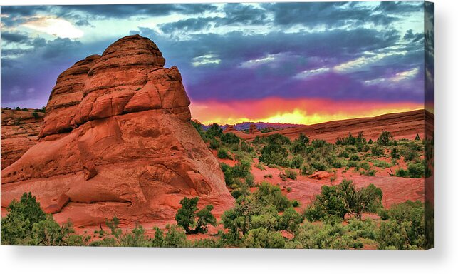 Utah Wall Art Acrylic Print featuring the photograph Moab Utah Sunset Panorama From The Delicate Arch Trail by Gregory Ballos