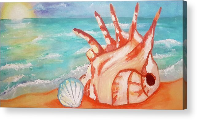 Seashell Acrylic Print featuring the painting Ocean View with Seashells Imagine #3 by Rose Lewis