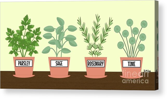 Mid Century Acrylic Print featuring the digital art Parsley Sage Rosemary and Time Herbs by Donna Mibus